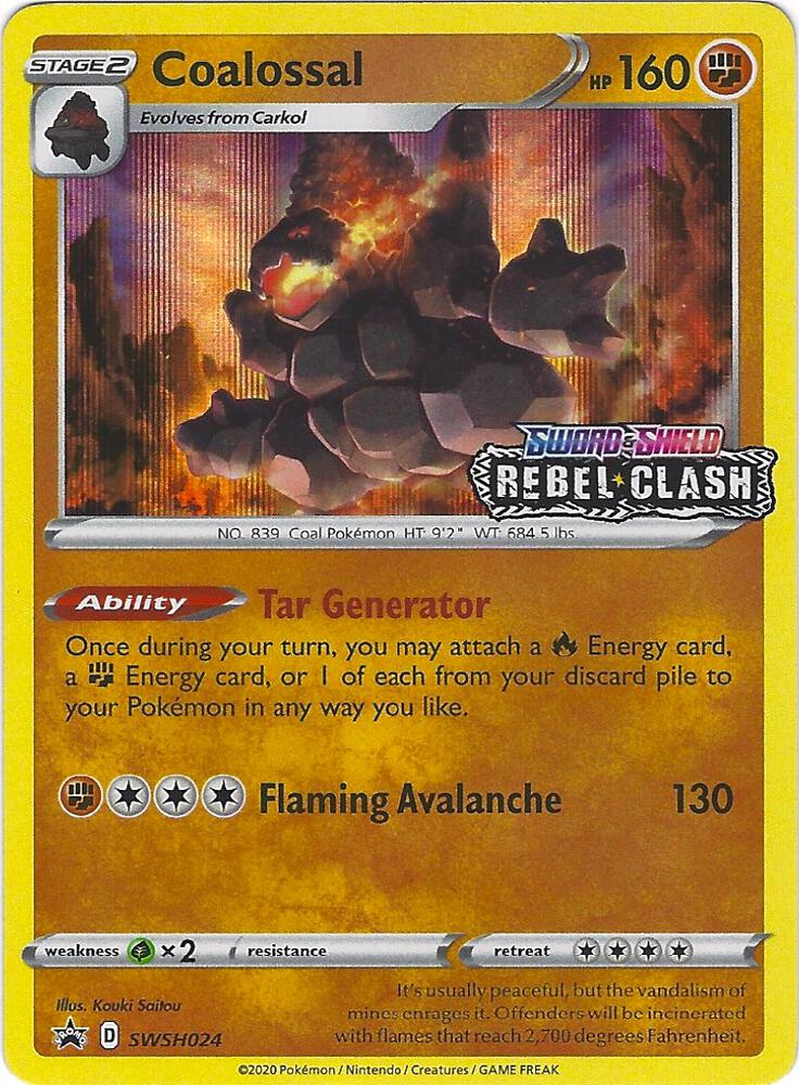 Pokemon Coalossal SWSH024 SWSH Black Star Promos