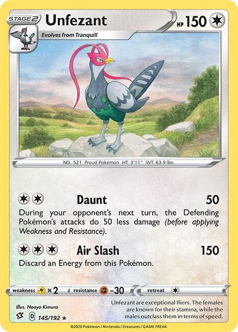 Pokemon Unfezant 145/192 Rebel Clash