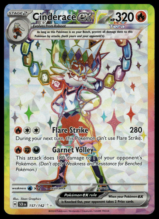 Pokemon TCG Cinderace ex #157/142 SV07: Stellar Crown