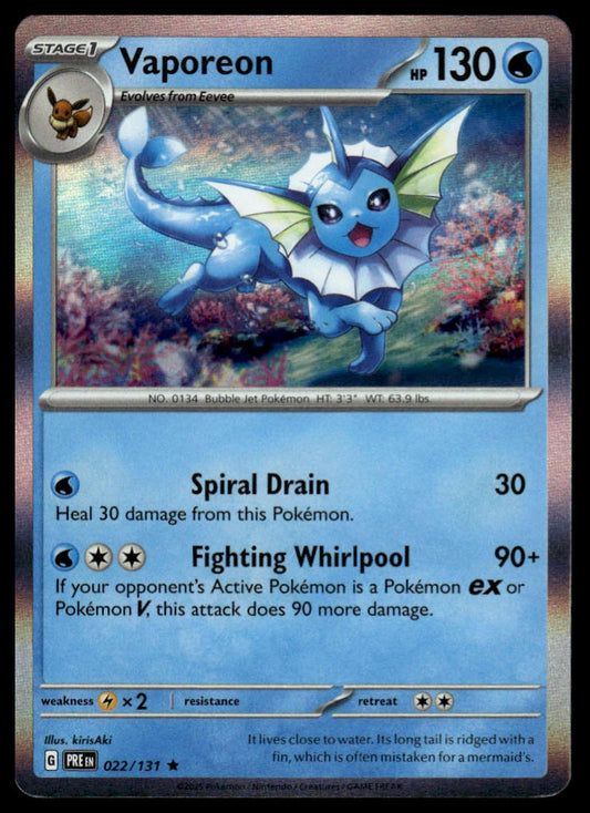 Pokemon TCG Vaporeon (Master Ball Pattern) #022/131 SV: Prismatic Evolutions