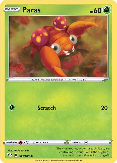 Pokemon Paras 3/189 Darkness Ablaze