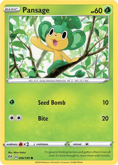 Pokemon Pansage 6/189 Darkness Ablaze