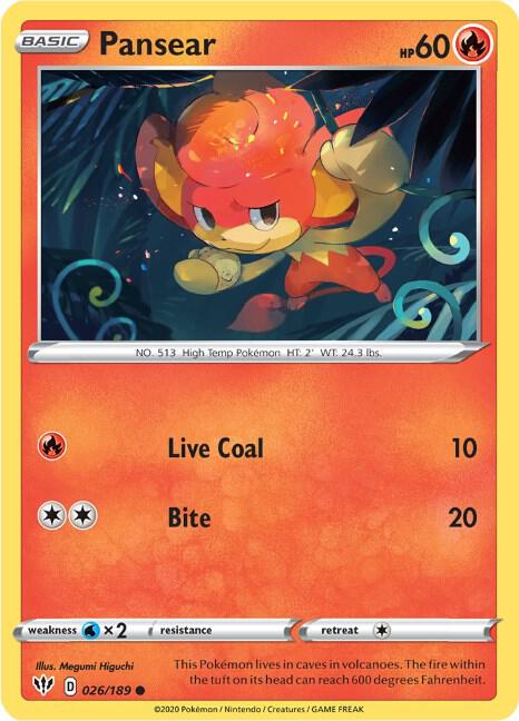 Pokemon Pansear 26/189 Darkness Ablaze