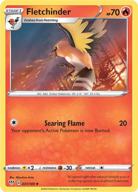 Pokemon Fletchinder 31/189 Darkness Ablaze