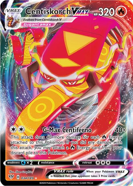 Pokemon Centiskorch VMAX 34/189 Darkness Ablaze