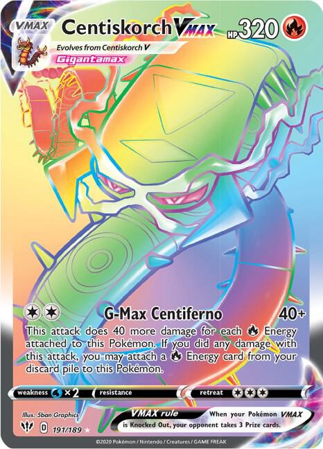 Pokemon Centiskorch VMAX 191/189 Darkness Ablaze