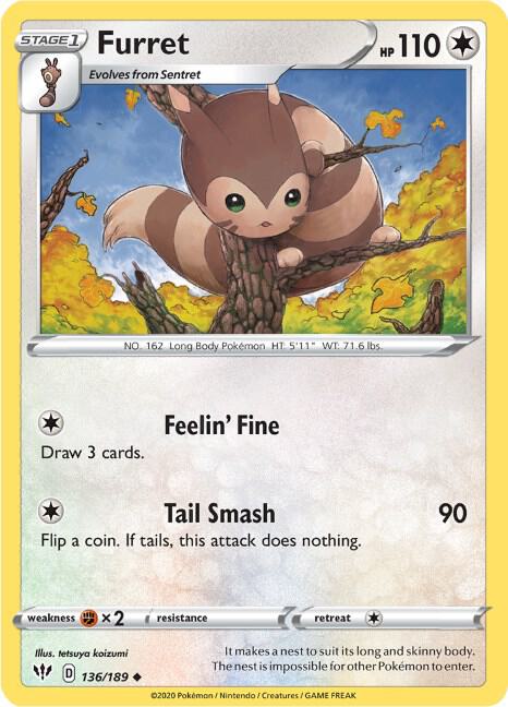 Pokemon Furret 136/189 Darkness Ablaze