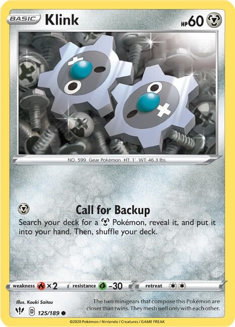 Pokemon Klink 125/189 Darkness Ablaze