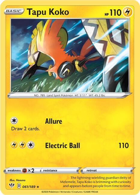 Pokemon Tapu Koko 61/189 Darkness Ablaze