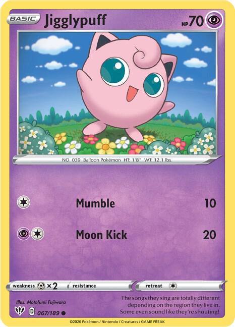 Pokemon Jigglypuff 67/189 Darkness Ablaze