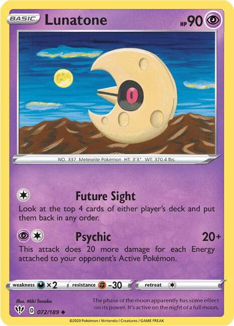 Pokemon Lunatone 72/189 Darkness Ablaze