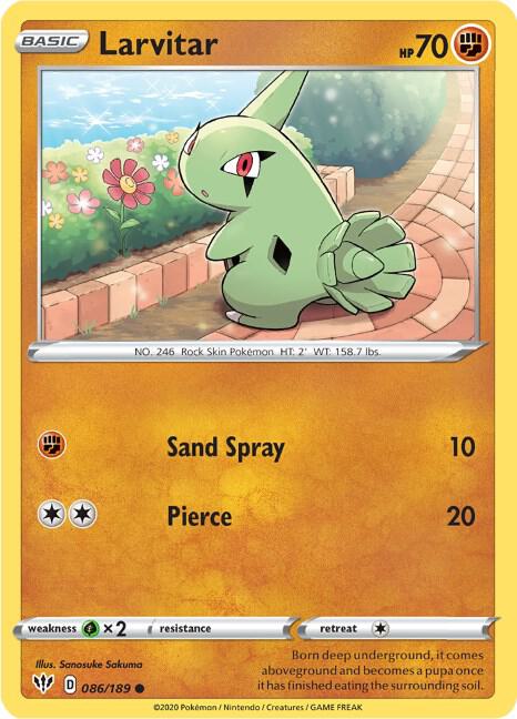 Pokemon Larvitar 86/189 Darkness Ablaze