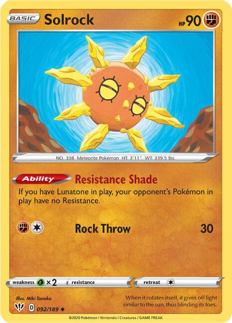 Pokemon Solrock 92/189 Darkness Ablaze