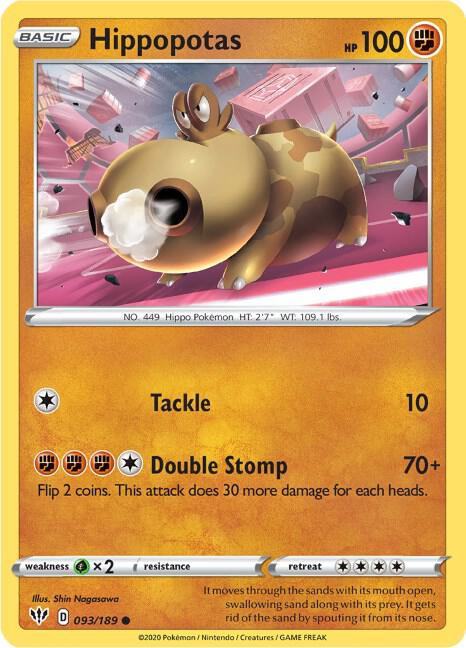 Pokemon Hippopotas 93/189 Darkness Ablaze