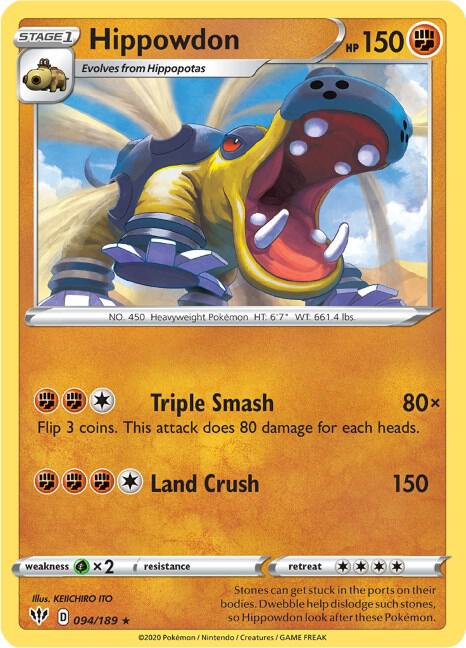 Pokemon Hippowdon 94/189 Darkness Ablaze