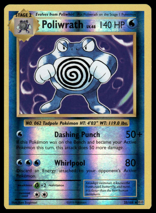 Pokemon TCG Poliwrath Reverse Holofoil #25/108 XY Evolutions