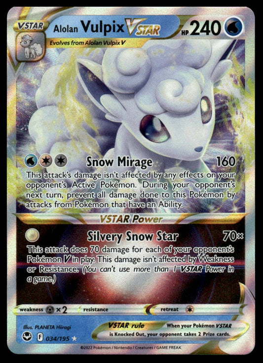 Pokemon TCG Alolan Vulpix VSTAR #034/195 SWSH12: Silver Tempest