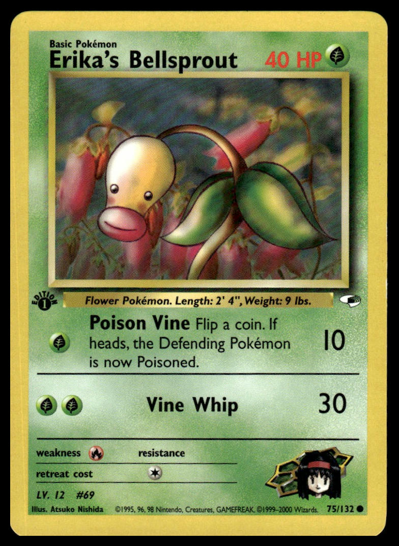 Pokemon TCG Erika's Bellsprout First Edition #075/132 Gym Heroes