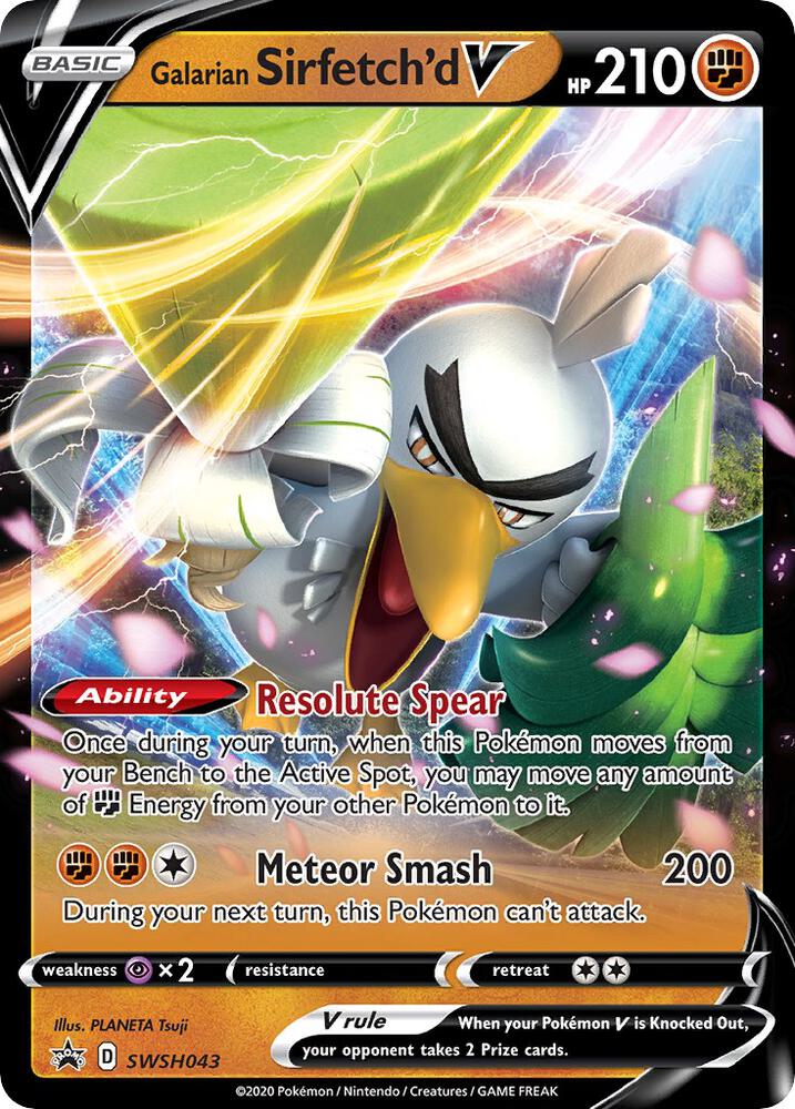 Pokemon Galarian Sirfetch'd V SWSH043 SWSH Black Star Promos