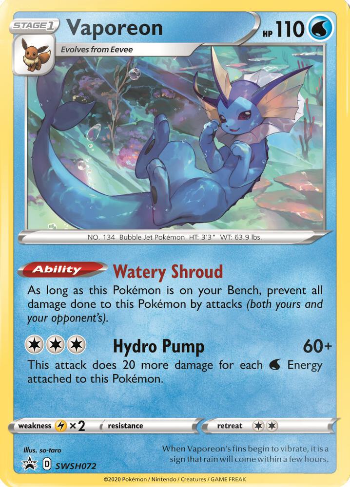 Pokemon Vaporeon SWSH072 SWSH Black Star Promos