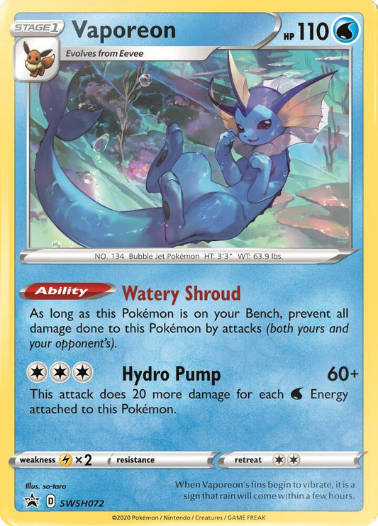 Pokemon Vaporeon SWSH072 SWSH Black Star Promos