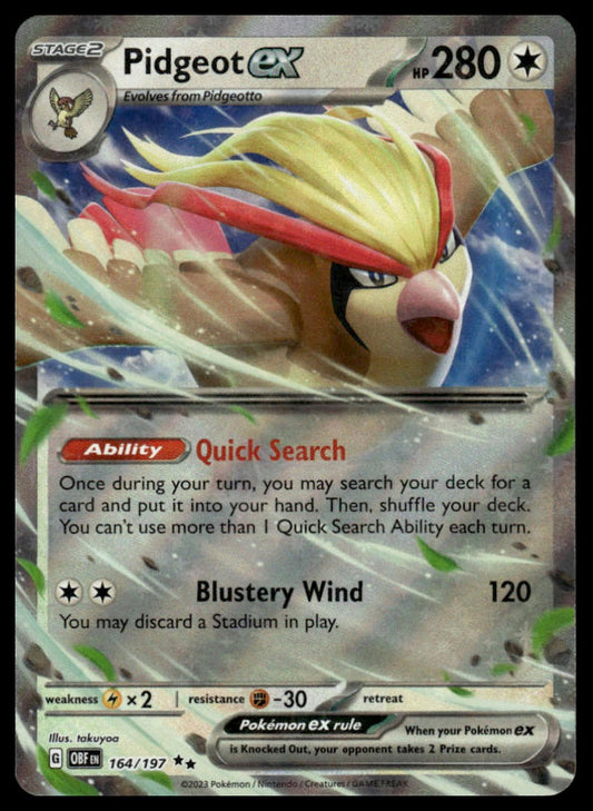 Pokemon TCG Pidgeot ex #164/197 Prize Pack Series Cards