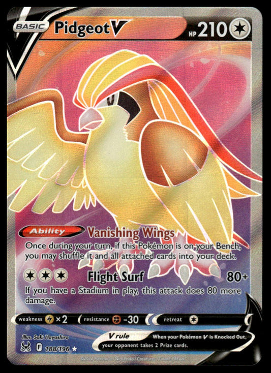 Pokemon TCG Pidgeot V (Full Art) #188/196 SWSH11: Lost Origin