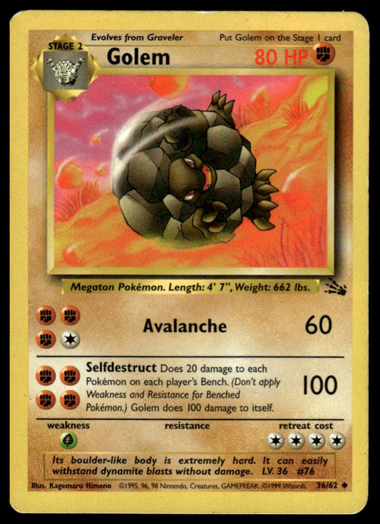 Pokemon TCG Golem #36/62 Fossil