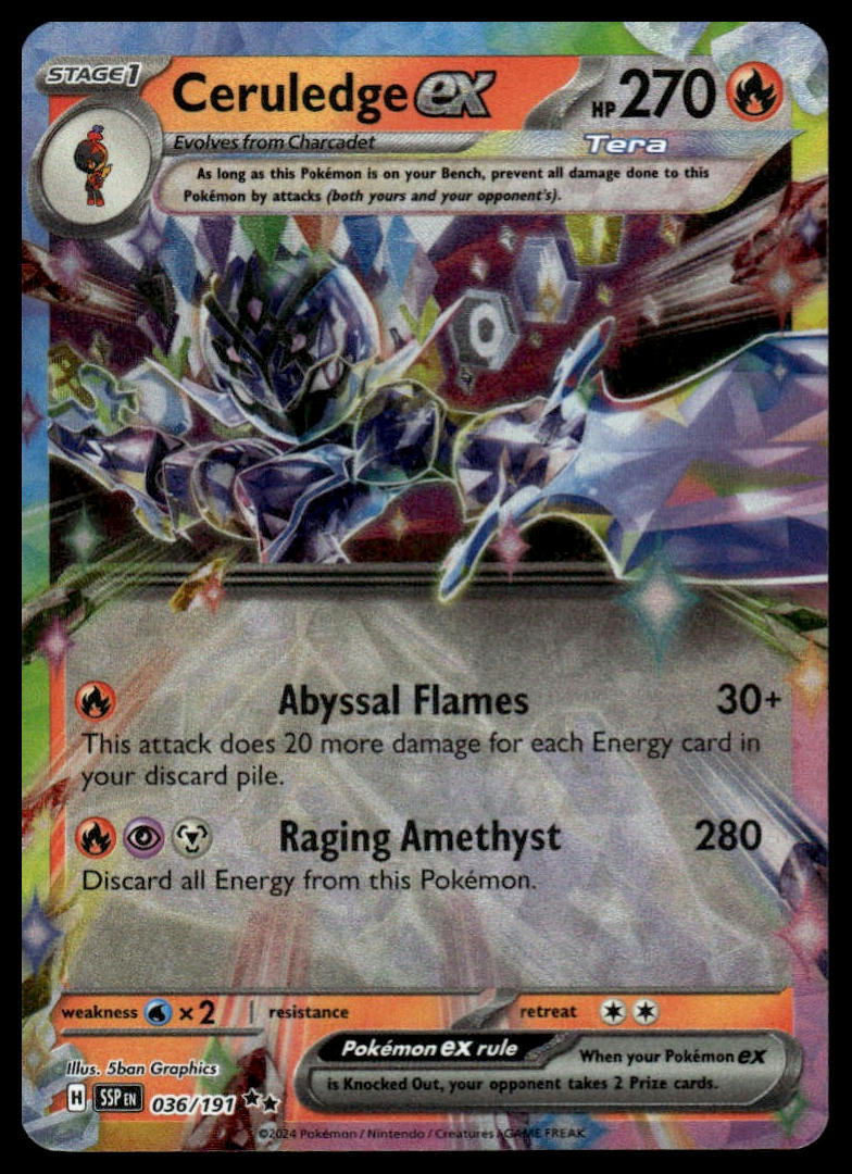 Pokemon TCG Ceruledge ex #036/191 SV08: Surging Sparks