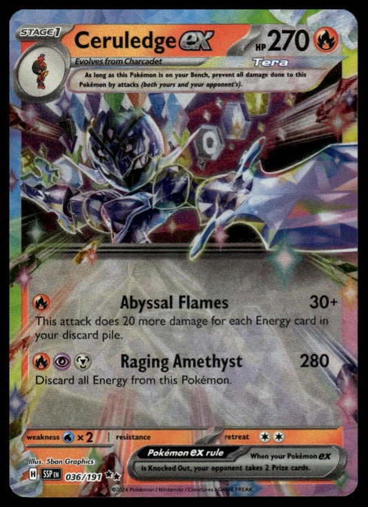 Pokemon TCG Ceruledge ex #036/191 SV08: Surging Sparks