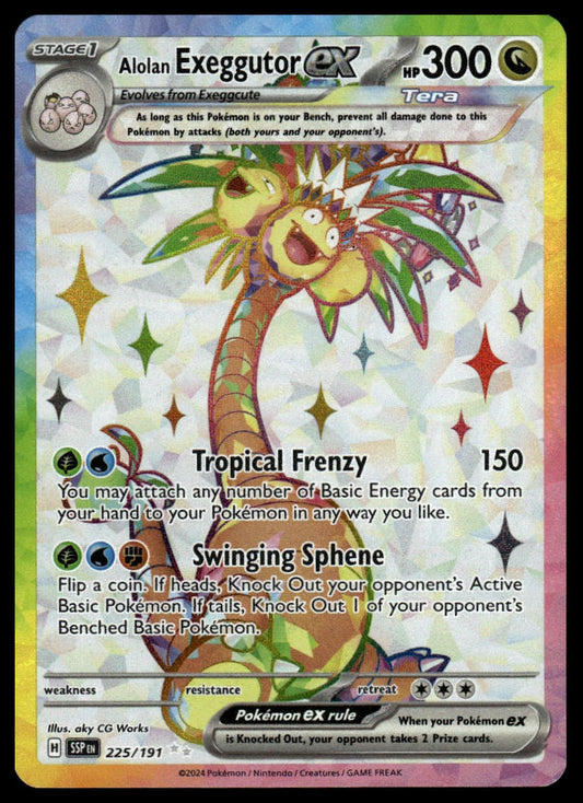 Pokemon TCG Alolan Exeggutor ex #225/191 SV08: Surging Sparks