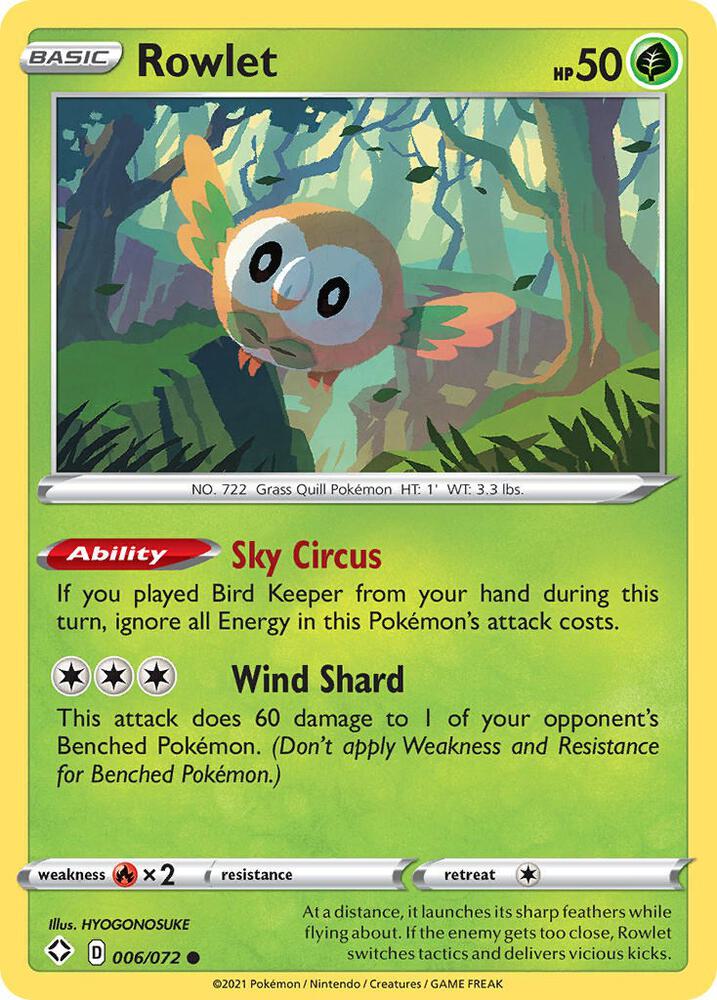 Pokemon Rowlet 6/72 Shining Fates