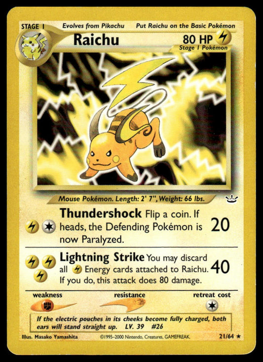 Pokemon TCG Raichu #21/64 Neo Revelation