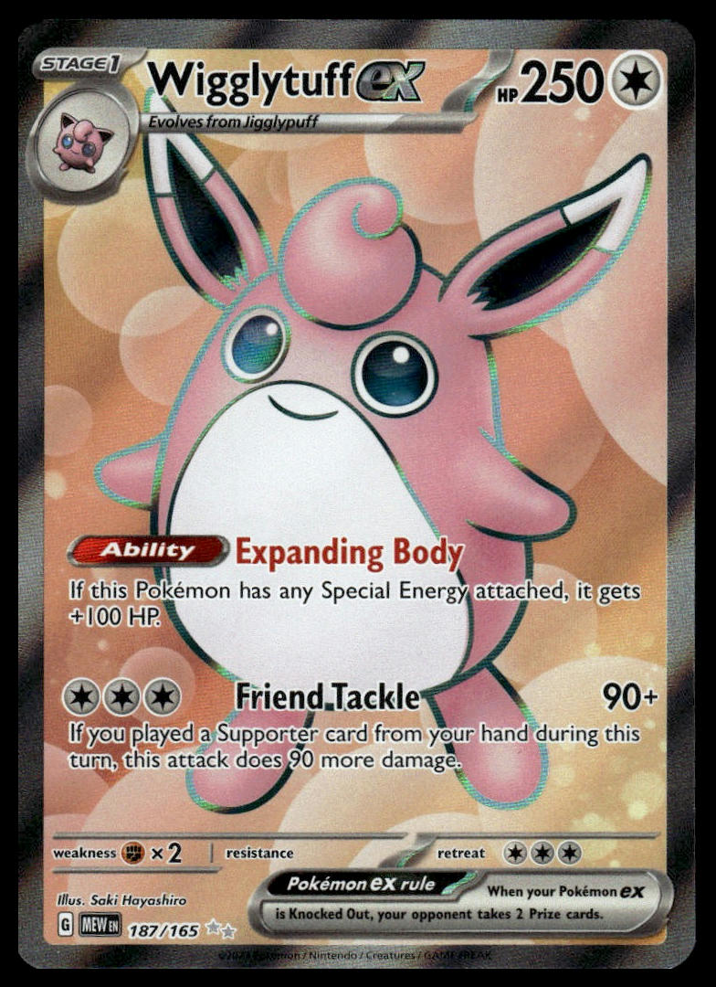 Pokemon TCG Wigglytuff ex #187/165 SV: Scarlet & Violet 151