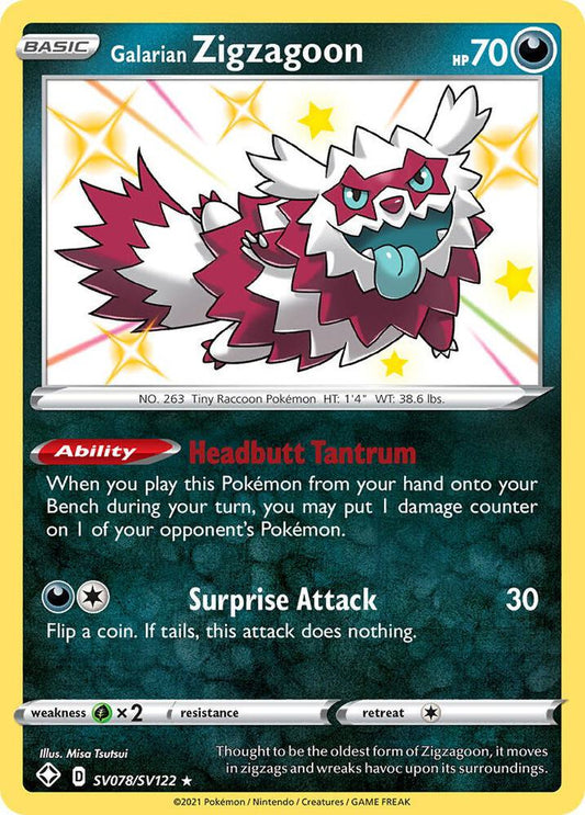 Pokemon Galarian Zigzagoon SV078/SV122 Shining Fates