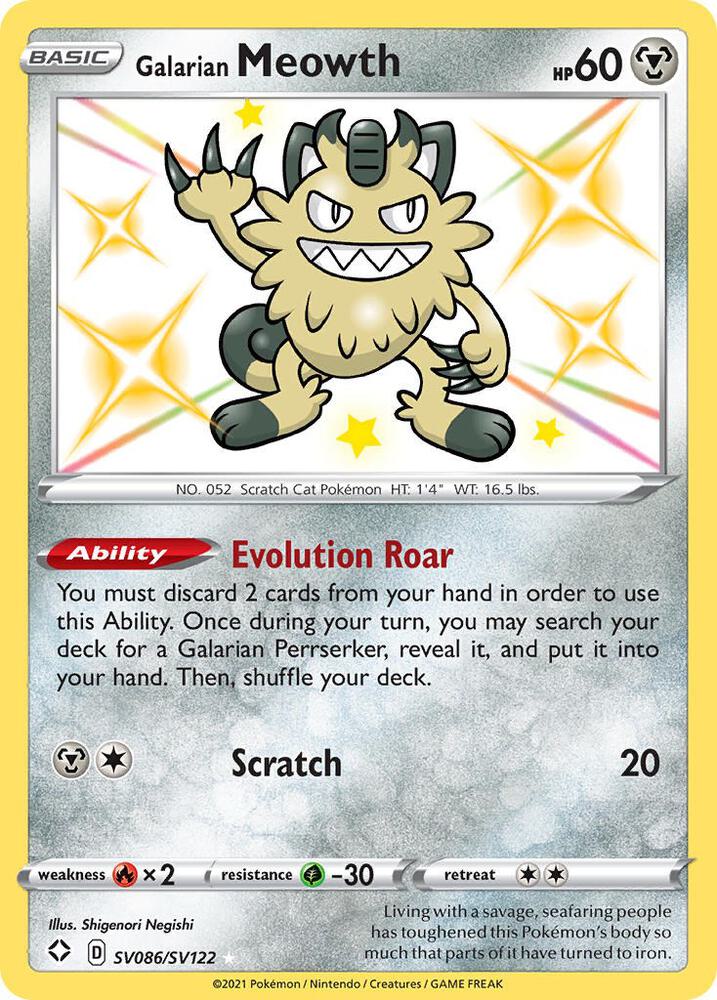 Pokemon Galarian Meowth SV086/SV122 Shining Fates