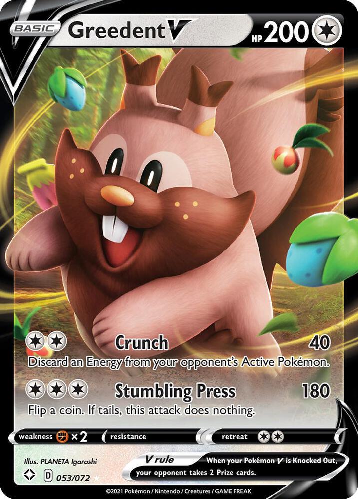 Pokemon Greedent V 53/72 Shining Fates