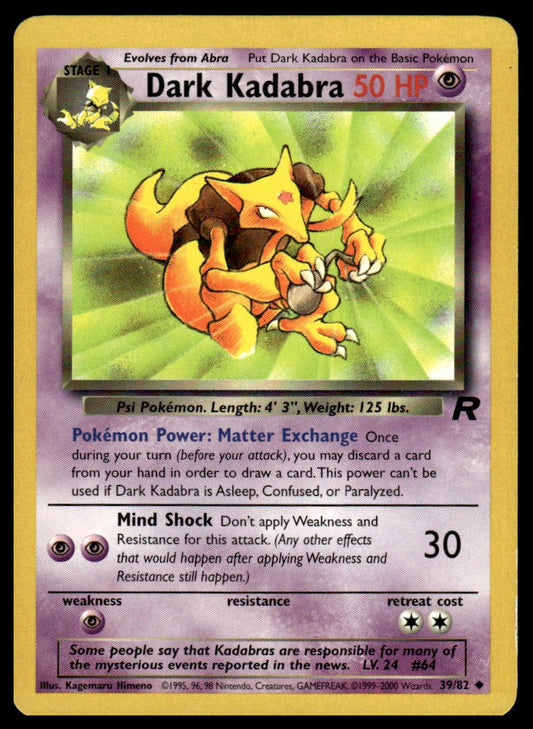 Pokemon TCG Dark Kadabra #39/82 Team Rocket