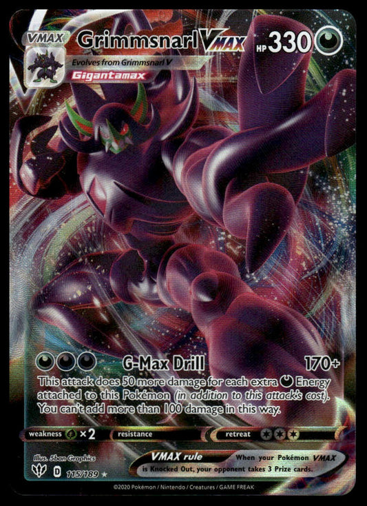 Pokemon TCG Grimmsnarl VMAX #115/189 SWSH03: Darkness Ablaze