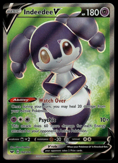 Pokemon TCG Indeedee V (Full Art) #192/202 SWSH01: Sword & Shield Base Set