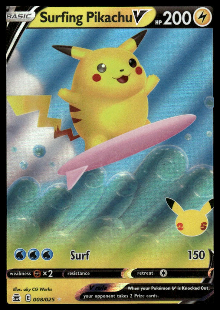 Pokemon TCG Surfing Pikachu V #008/025 Celebrations