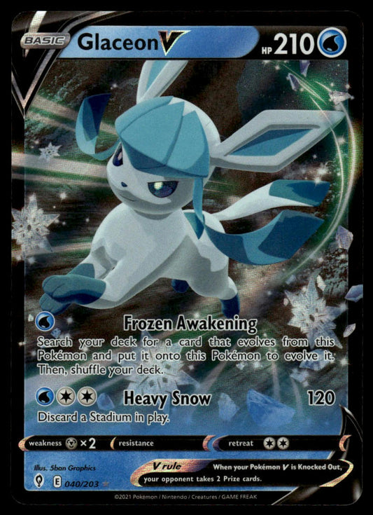 Pokemon TCG Glaceon V #040/203 SWSH07: Evolving Skies