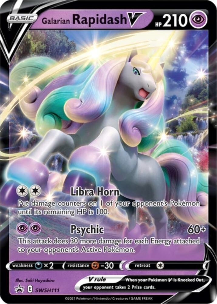 Pokemon Galarian Rapidash V SWSH111 SWSH Black Star Promos