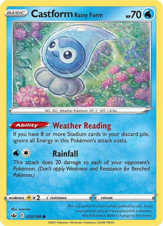 Pokemon Castform Rainy Form 33/198 Chilling Reign