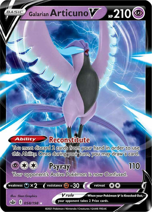 Pokemon Galarian Articuno V 58/198 Chilling Reign