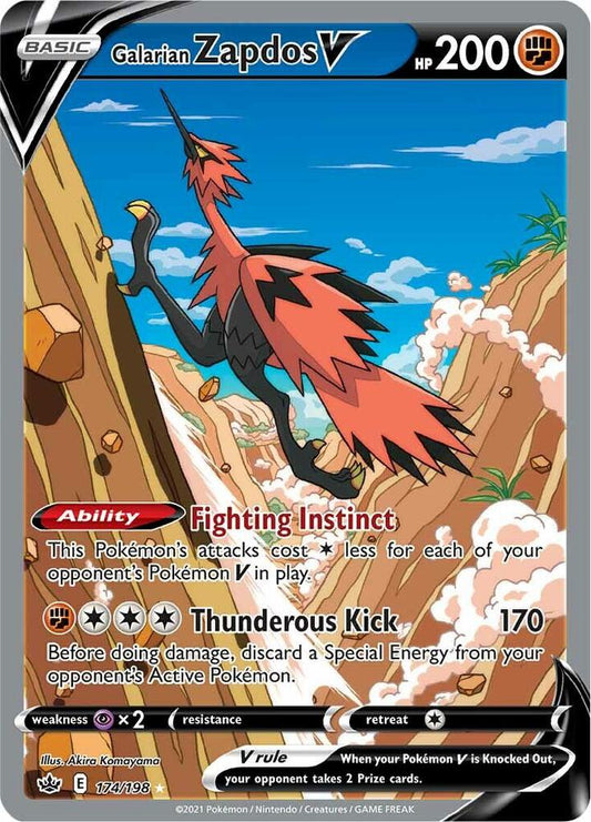 Pokemon Galarian Zapdos V 174/198 Chilling Reign