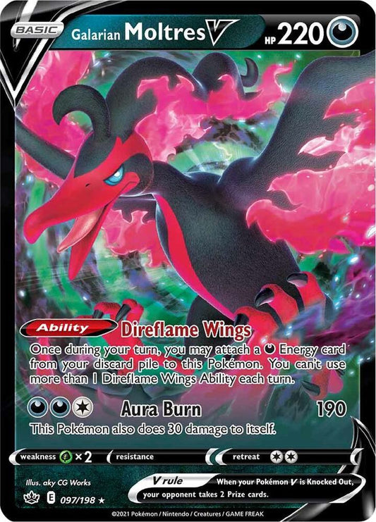 Pokemon Galarian Moltres V 97/198 Chilling Reign
