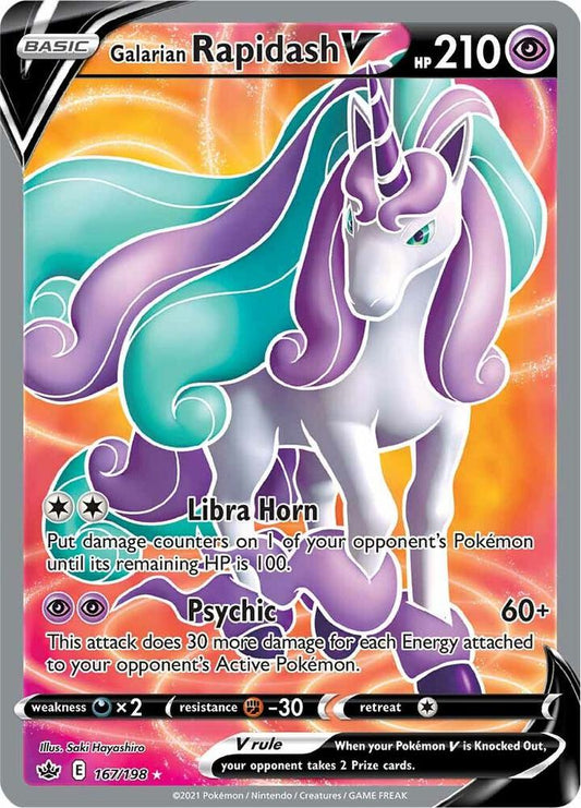 Pokemon Galarian Rapidash V 167/198 Chilling Reign