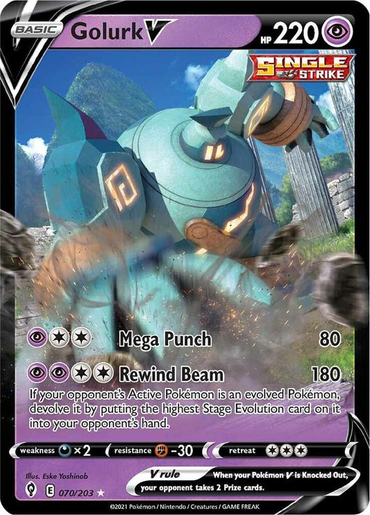 Pokemon Golurk V 70/203 Evolving Skies