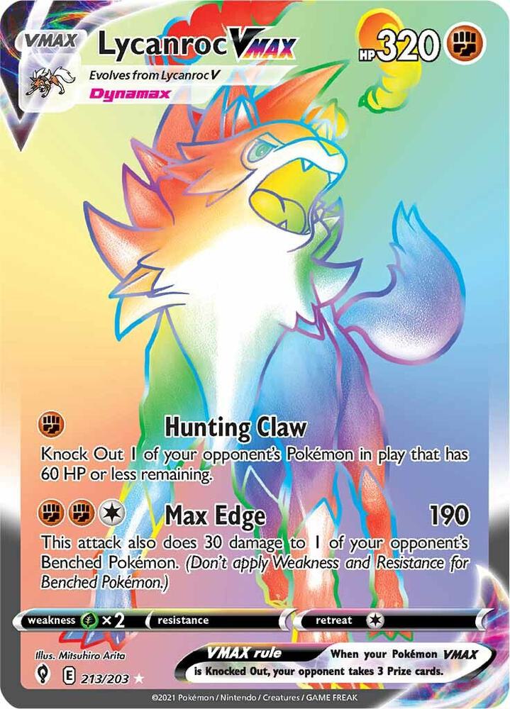 Pokemon Lycanroc VMAX 213/203 Evolving Skies